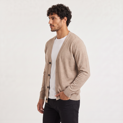 Men's Classic Knit V-Neck Button-Front Cardigan