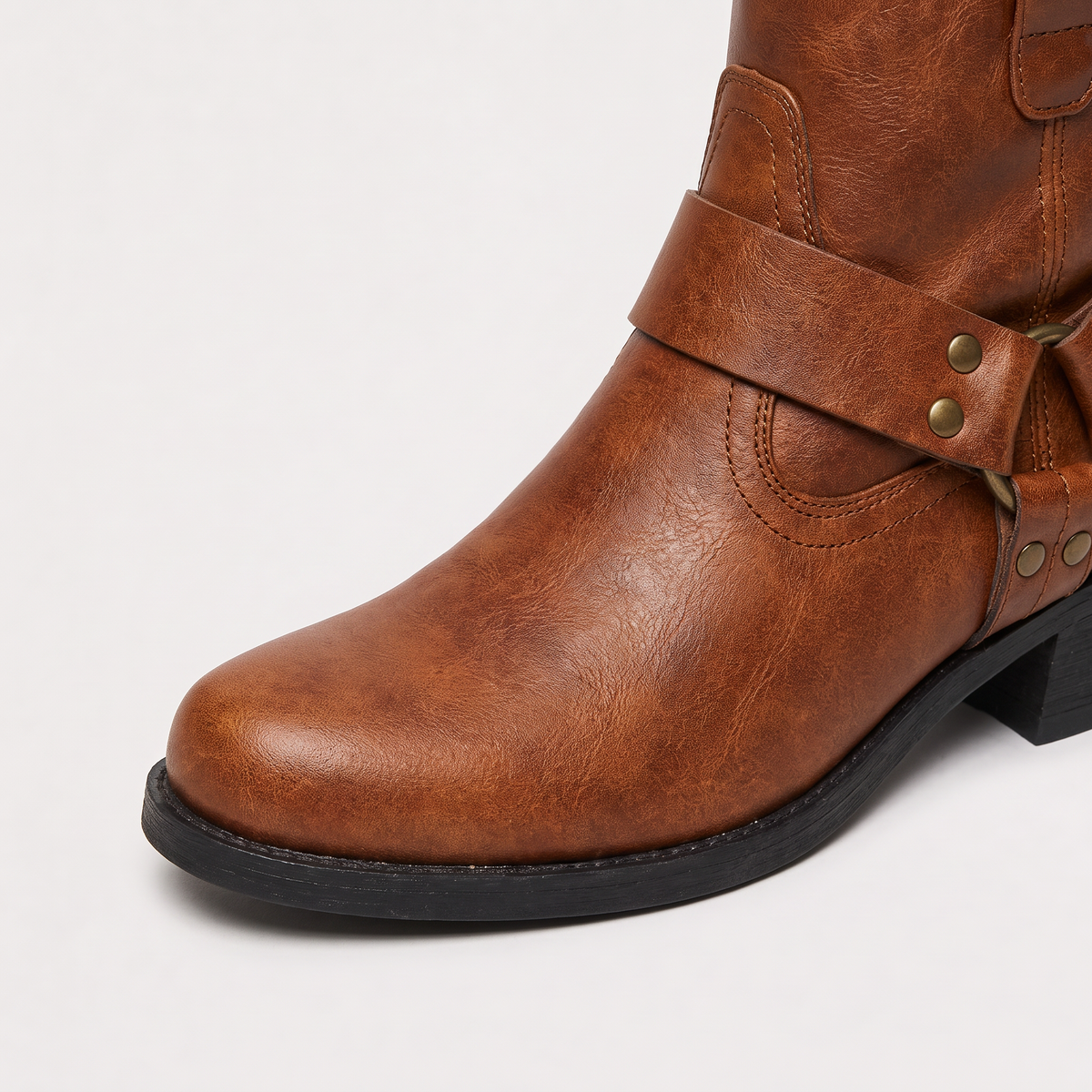 Men's Stylish Leather Harness Strap Ankle Boots
