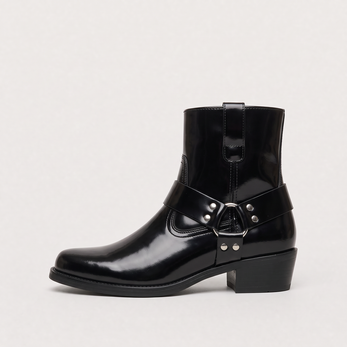 Men's Stylish Leather Harness Strap Ankle Boots