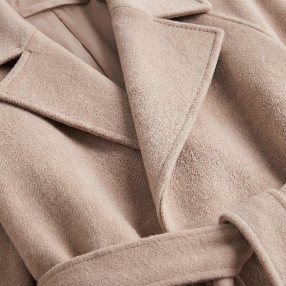 Women's Classic Wool Blend Belted Longline Coat