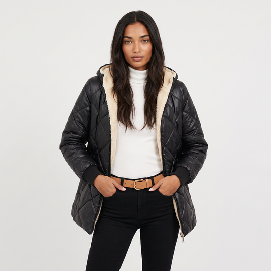 Women's Quilted Hooded Mid-Length Jacket