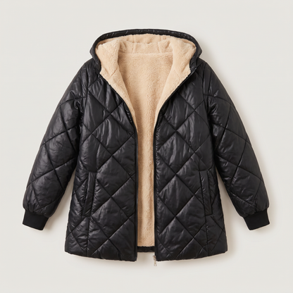 Women's Quilted Hooded Mid-Length Jacket