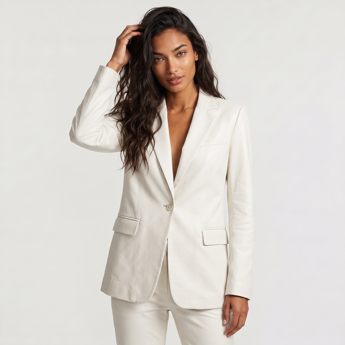Women's Classic Tailored Single-Button Wool Blazer