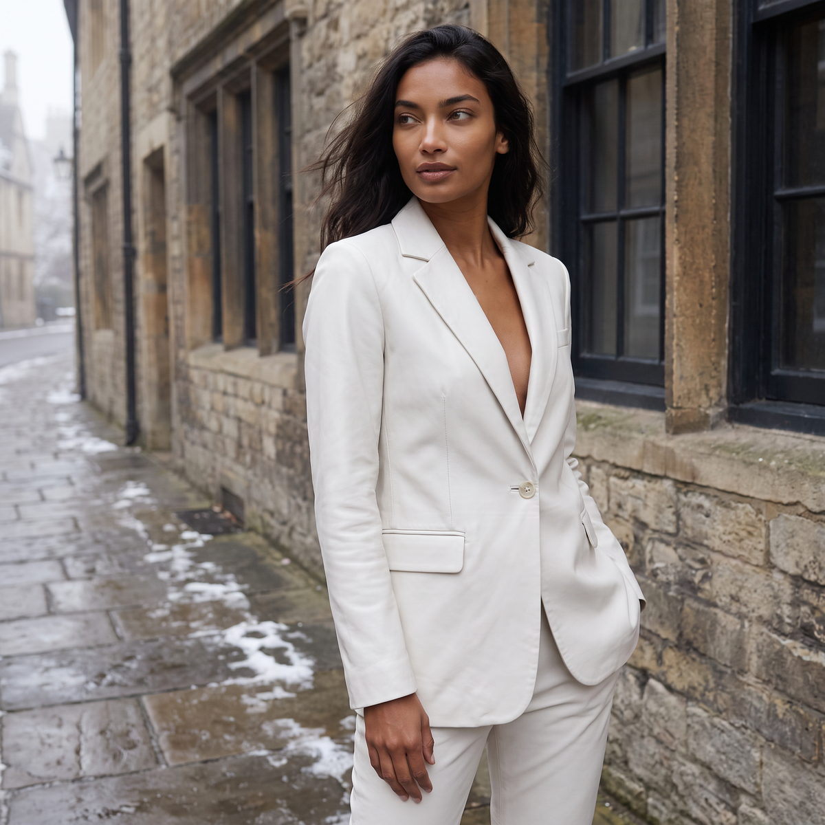 Women's Classic Tailored Single-Button Wool Blazer