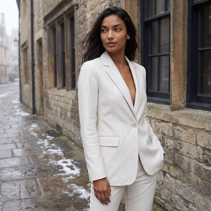 Women's Classic Tailored Single-Button Wool Blazer