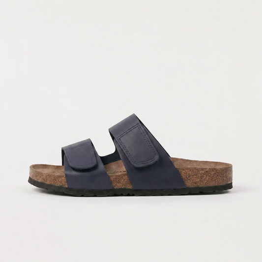 Men's Casual Double Strap Leather Slide Sandals