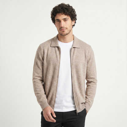 Men's Classic Wool Zip-Up Cardigan