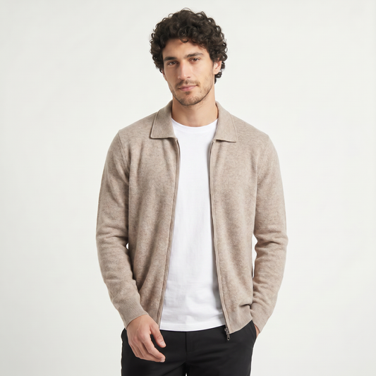 Men's Classic Wool Zip-Up Cardigan