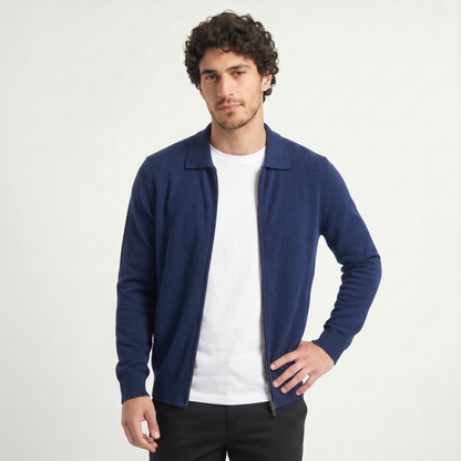 Men's Classic Wool Zip-Up Cardigan