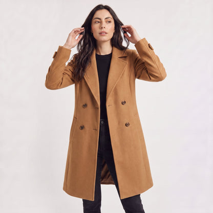 Women's Classic Wool Blend Double-Breasted Coat
