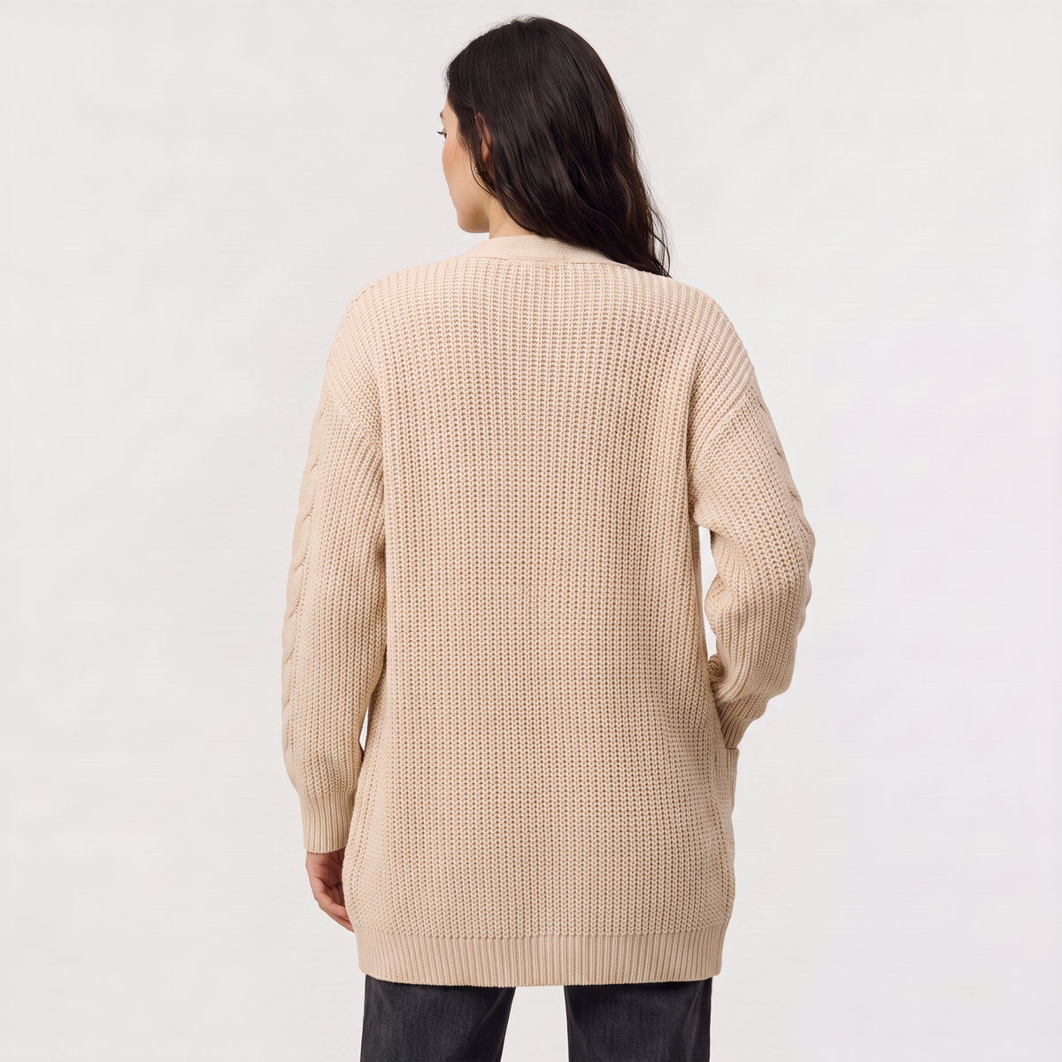 Women's Casual Oversized Cable Knit Open Front Cardigan