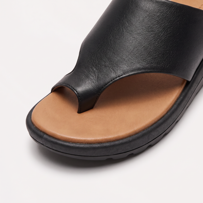 Women's Casual Leather Toe-Loop Platform Sandals