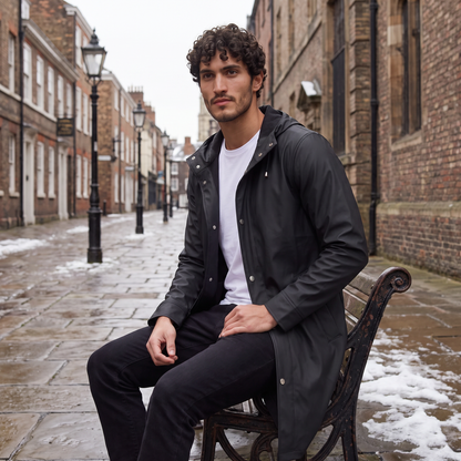 Men's Classic Waterproof Extra Long Hooded Raincoat