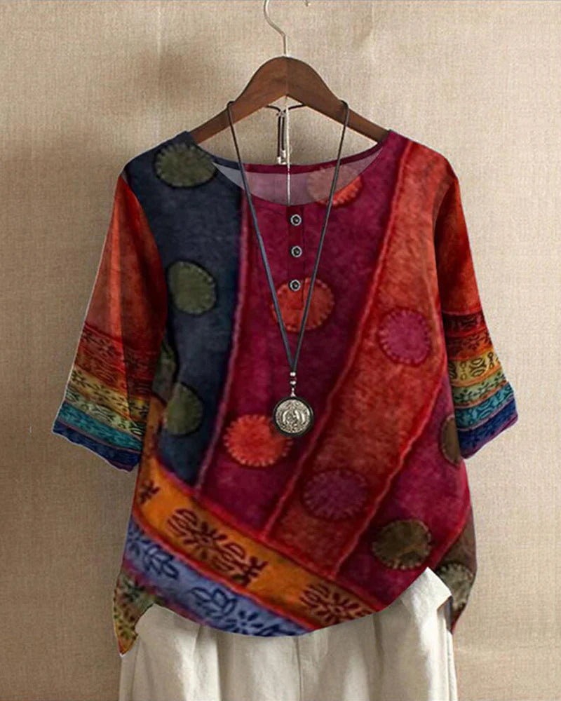 Vibrant Floral Short Sleeve Blouse - OutfitLondon