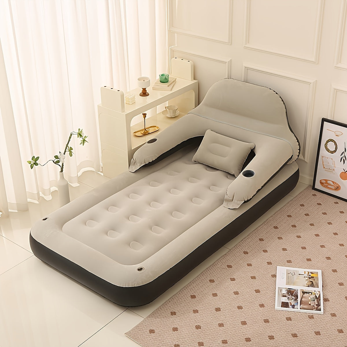 Inflatable Air Mattress with Built-in Pump and Back Support - OutfitLondon