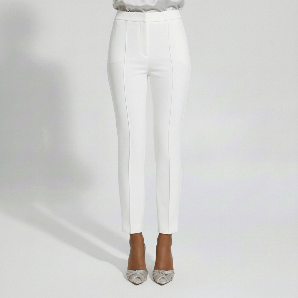 Chic Feather Trim Suit Jacket and Skinny Pants
