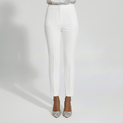 Chic Feather Trim Suit Jacket and Skinny Pants