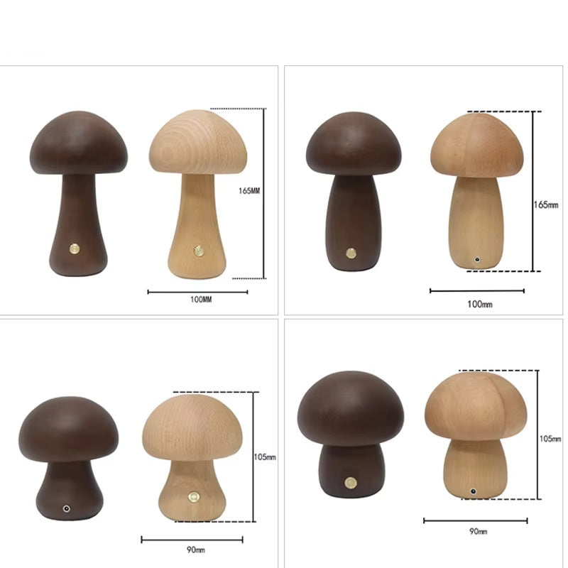 Rustic Wooden Mushroom Shaped Desk Lamp