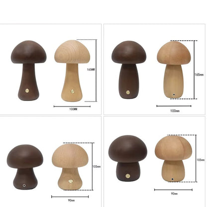 Rustic Wooden Mushroom Shaped Desk Lamp