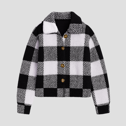 Ladies' Short Plaid Shirt Jacket