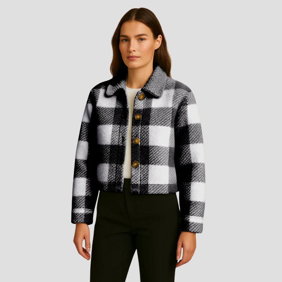 Ladies' Short Plaid Shirt Jacket
