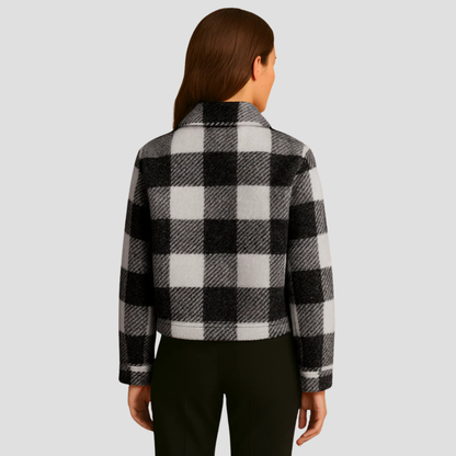 Ladies' Short Plaid Shirt Jacket