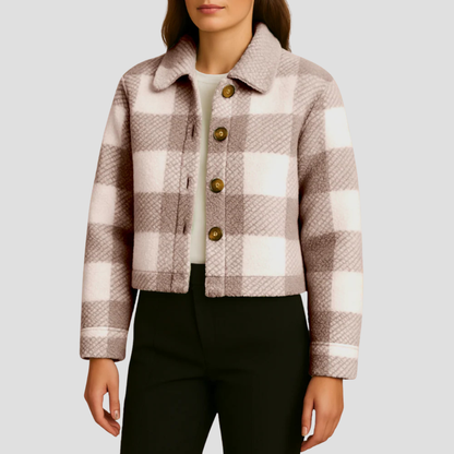 Ladies' Short Plaid Shirt Jacket