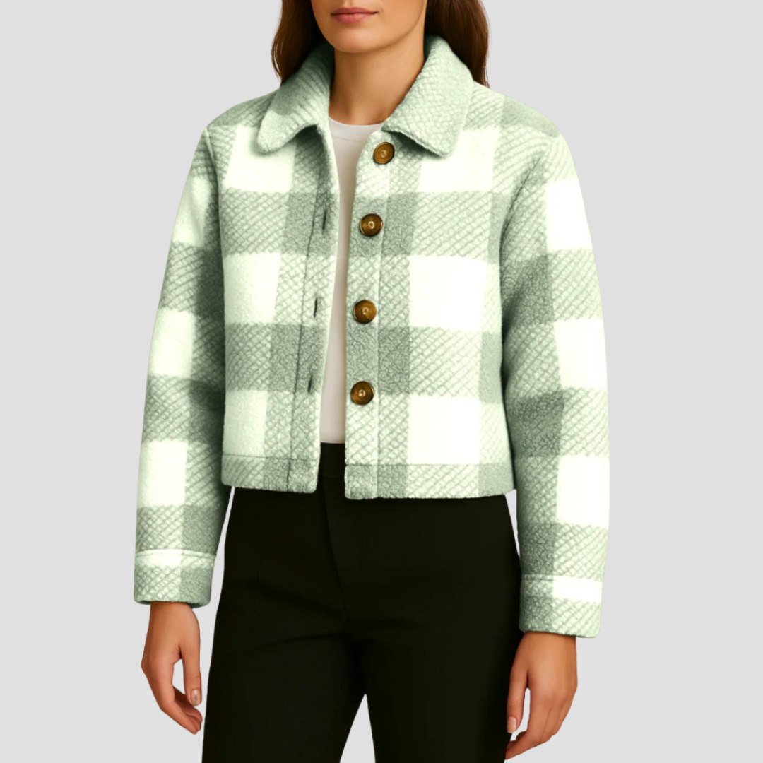 Ladies' Short Plaid Shirt Jacket