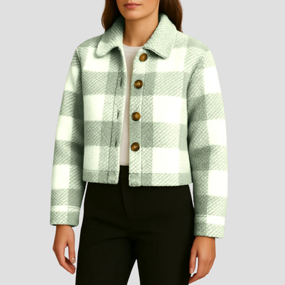 Ladies' Short Plaid Shirt Jacket
