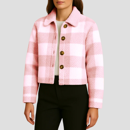 Ladies' Short Plaid Shirt Jacket