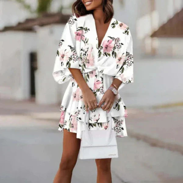 Isa Dress | Summer Batwing Sleeves V-Neck Mini Dress