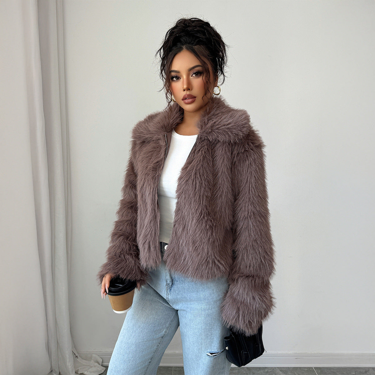 Premium Women's Coat with Soft Faux Fur Trim
