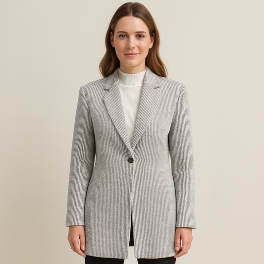 Fashionable Knit Jacket with Lapel Collar - OutfitLondon