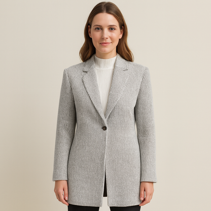 Fashionable Knit Jacket with Lapel Collar