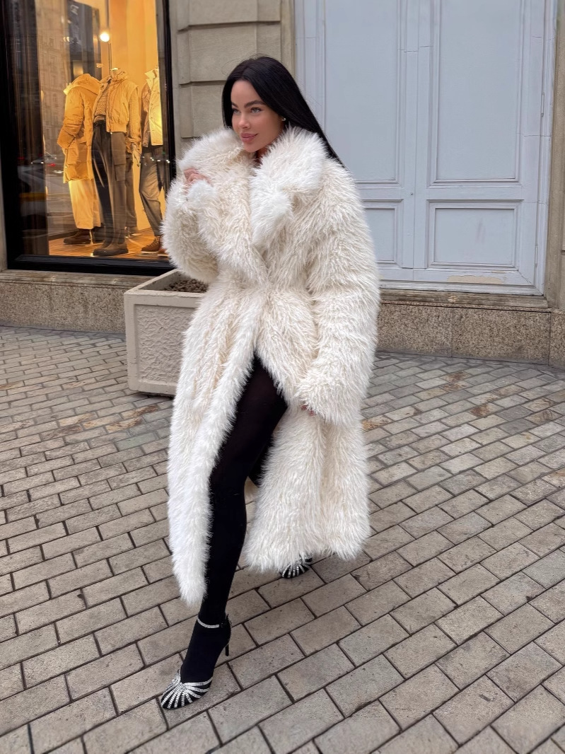 Plush Faux Fur Parka Winter Coat with Oversized Fit