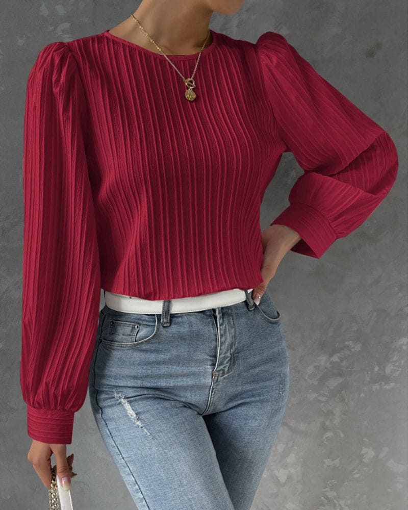 Isadora Blouse | Elegant Structured Top with Lantern Sleeves