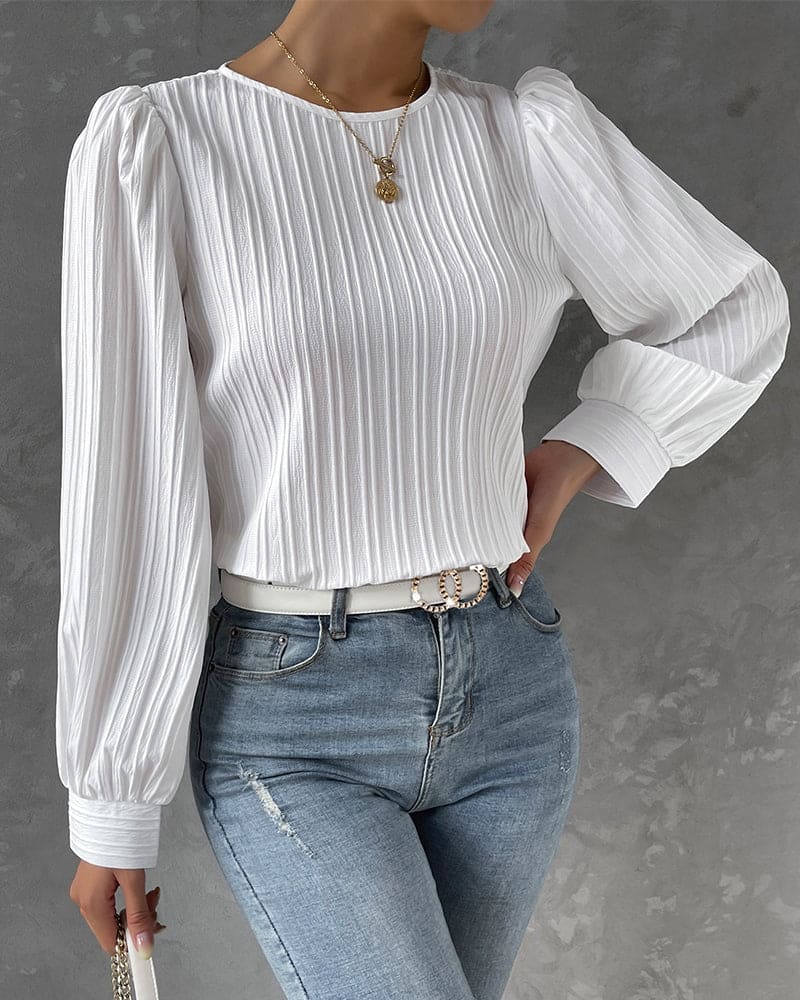 Isadora Blouse | Elegant Structured Top with Lantern Sleeves