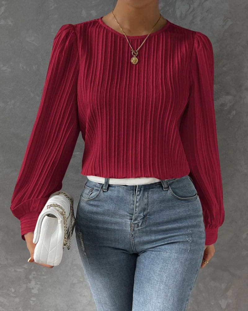 Chic Ruffled Blouse with Bell Sleeves - OutfitLondon