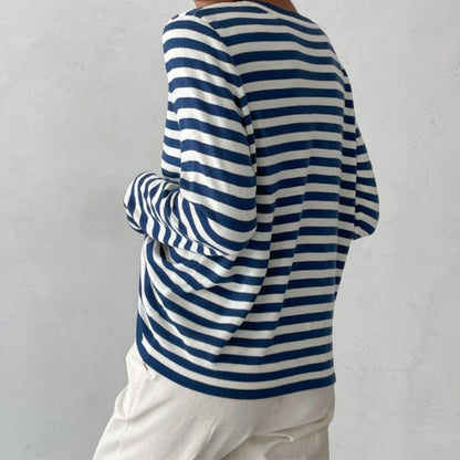 Casual Horizontal Stripe Crew Neck Sweater