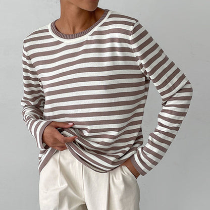 Casual Horizontal Stripe Crew Neck Sweater