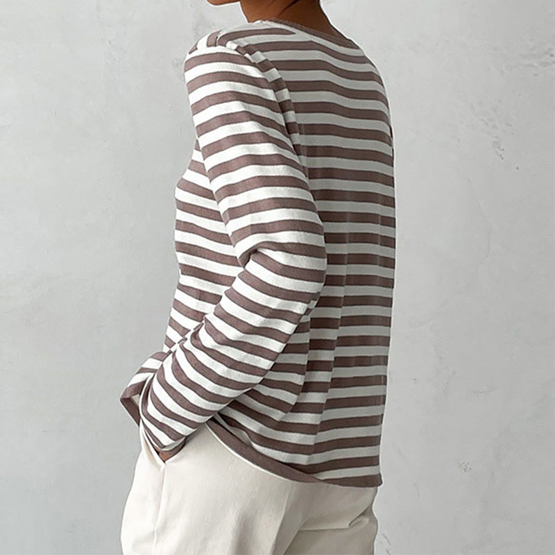 Casual Horizontal Stripe Crew Neck Sweater