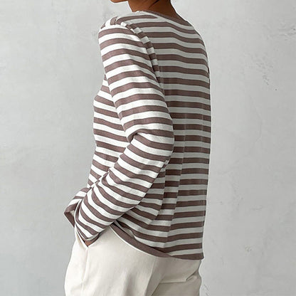 Casual Horizontal Stripe Crew Neck Sweater