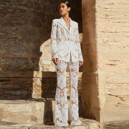 Women's Sequin Blazer And Trousers Set