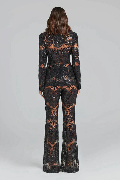 Women's Sequin Blazer And Trousers Set