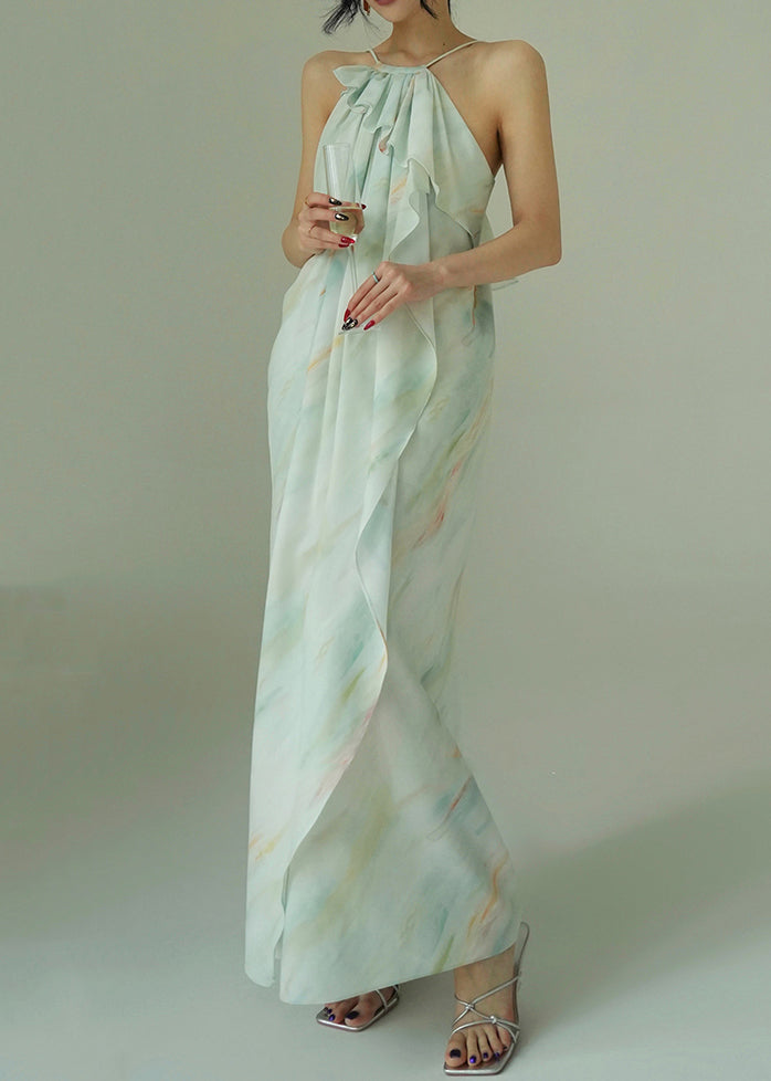 Women's Cotton Sleeveless Dress Breezy Blue Print - OutfitLondon