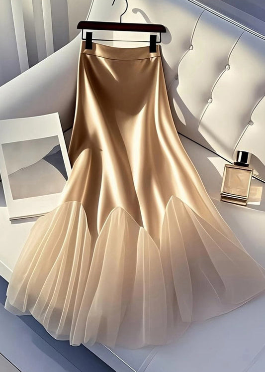 Women's Silk Tulle Skirt Champagne Color - OutfitLondon