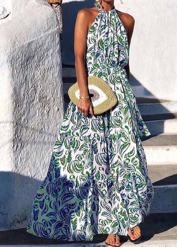 Women's Cotton Summer Dress Italian Green Backless Lightweight - OutfitLondon
