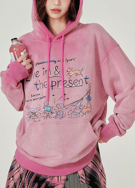 Women's Pink Fleece Hoodie Warm - OutfitLondon