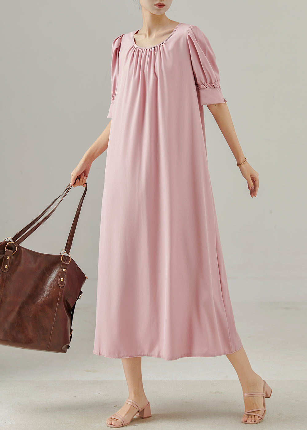 Women's Pink Cotton Summer Dress Lightweight Breathable - OutfitLondon