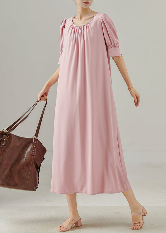 Women's Pink Cotton Summer Dress Lightweight Breathable - OutfitLondon